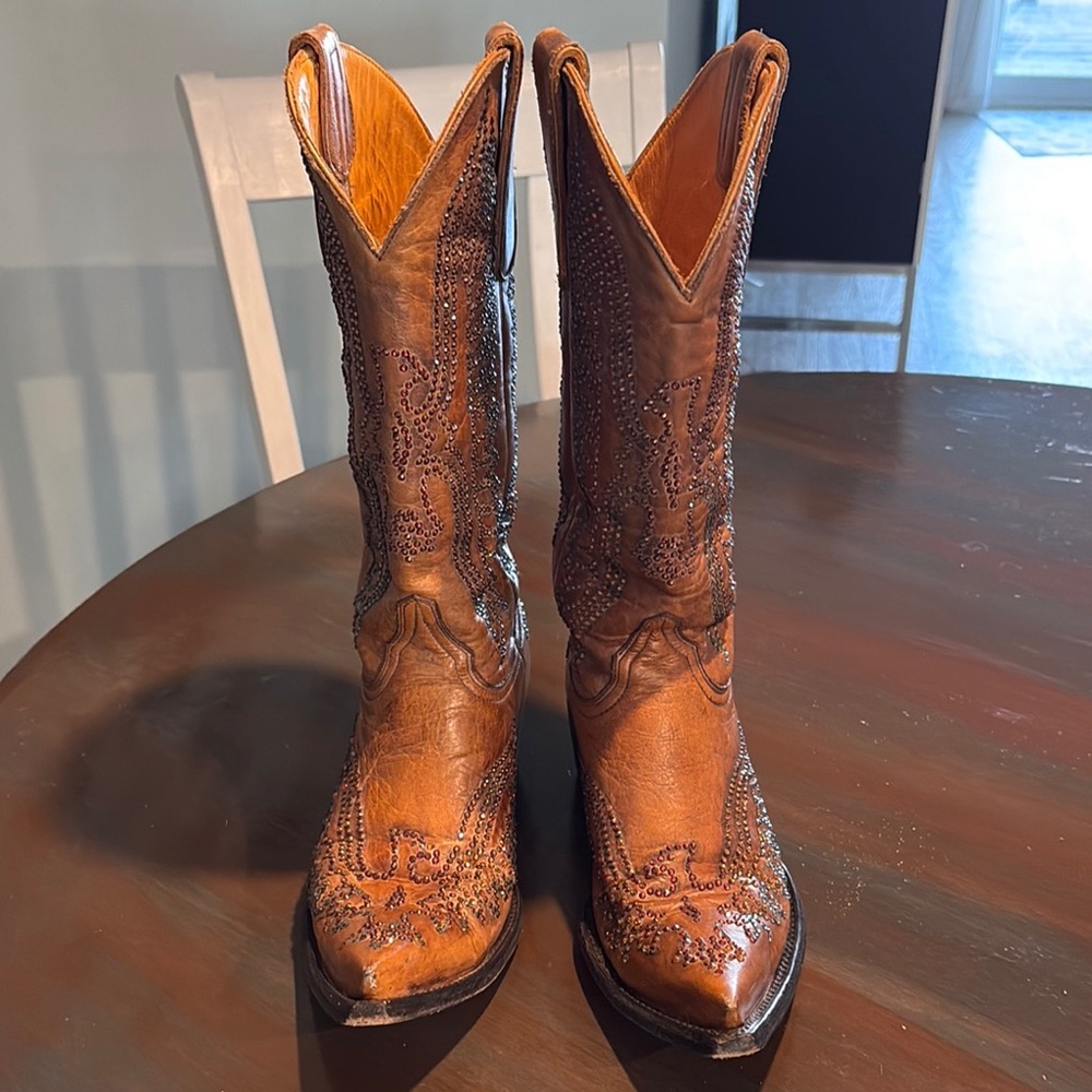 Old Gringo Swarovski Crystal Embellished Brown Western Boots
